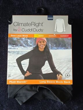 Cuddl Duds Women's Long Sleeve Mock Neck Top - Black